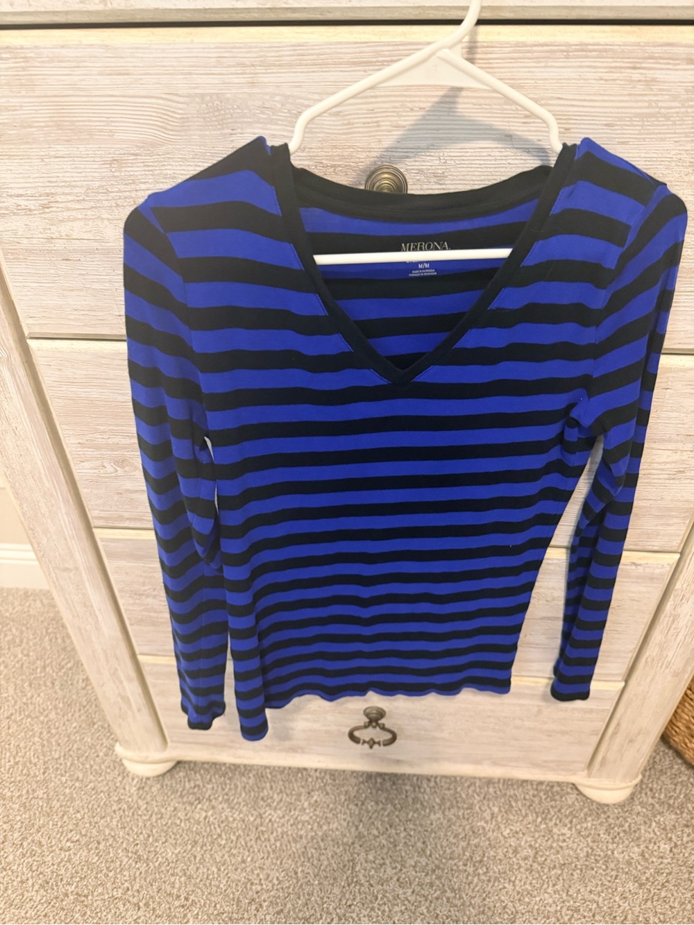 Blue and black v neck tee